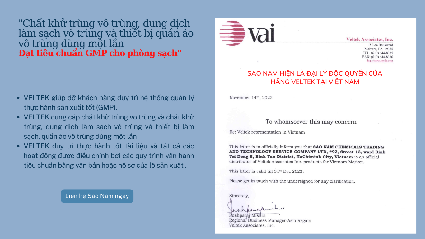 Chứng nhận đại lý VELTEK